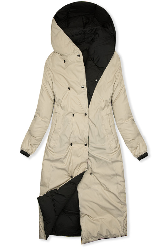 Oboustranný přechodný kabát černá/béžová