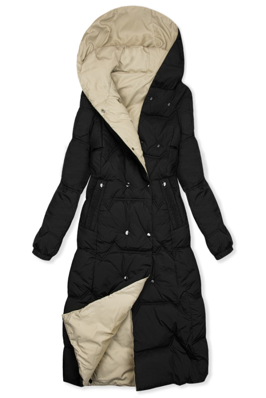 Oboustranný přechodný kabát černá/béžová