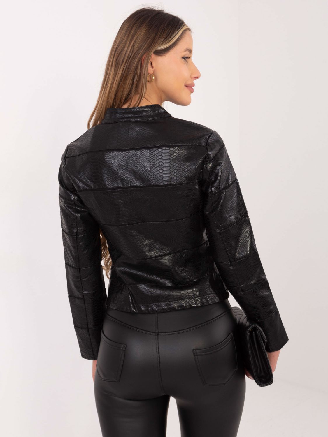 Černá přechodná bunda z ekologické kůže