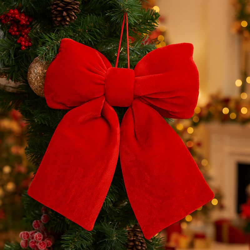 Červená vánoční mašle 20x20 cm