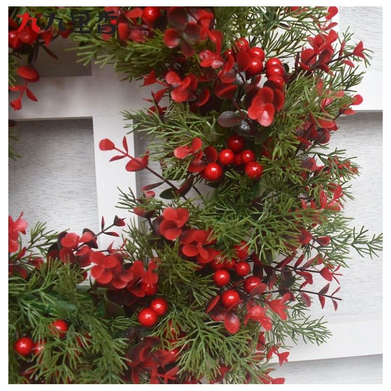 Vánoční věnec na dveře, červená/zelená, 45 cm