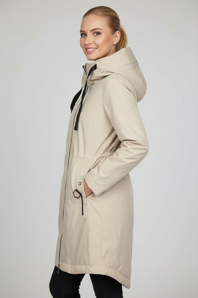 Přechodná bunda s kapucí krémová