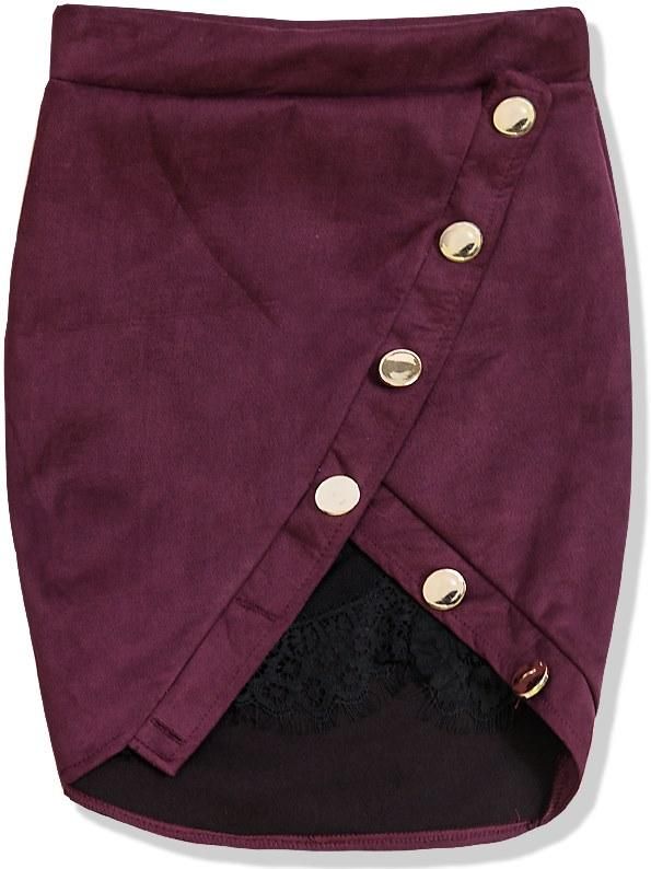Bordó semišová sukně s krajkou