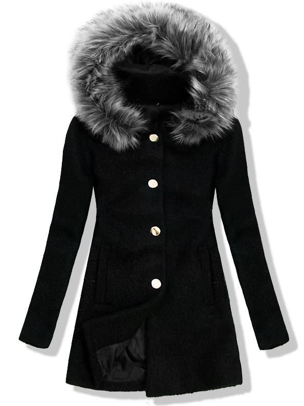 Vlněný podzimní kabát 1950 černá/šedá