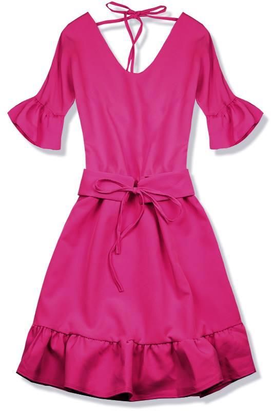 Tmavě růžové šaty s výstřihem na zádech