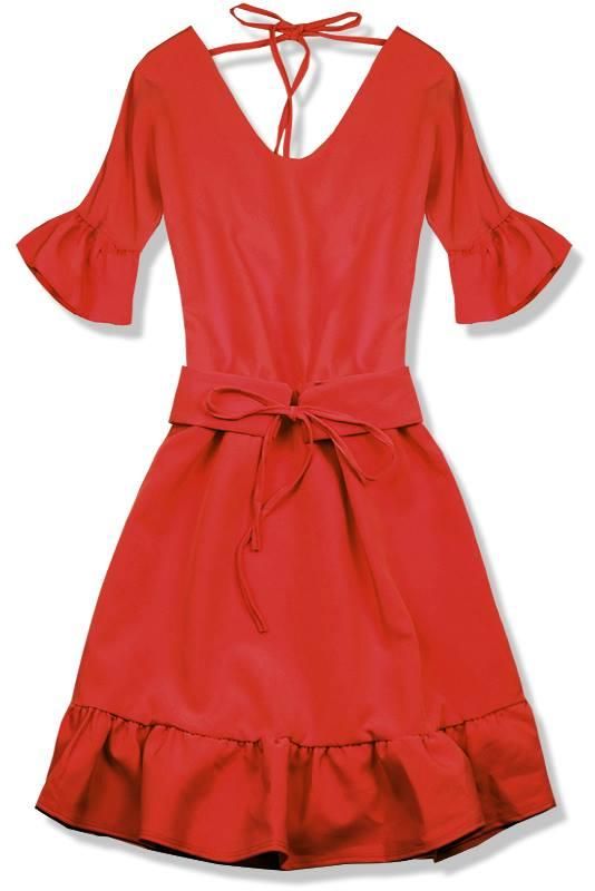 Červené šaty s výstřihem na zádech