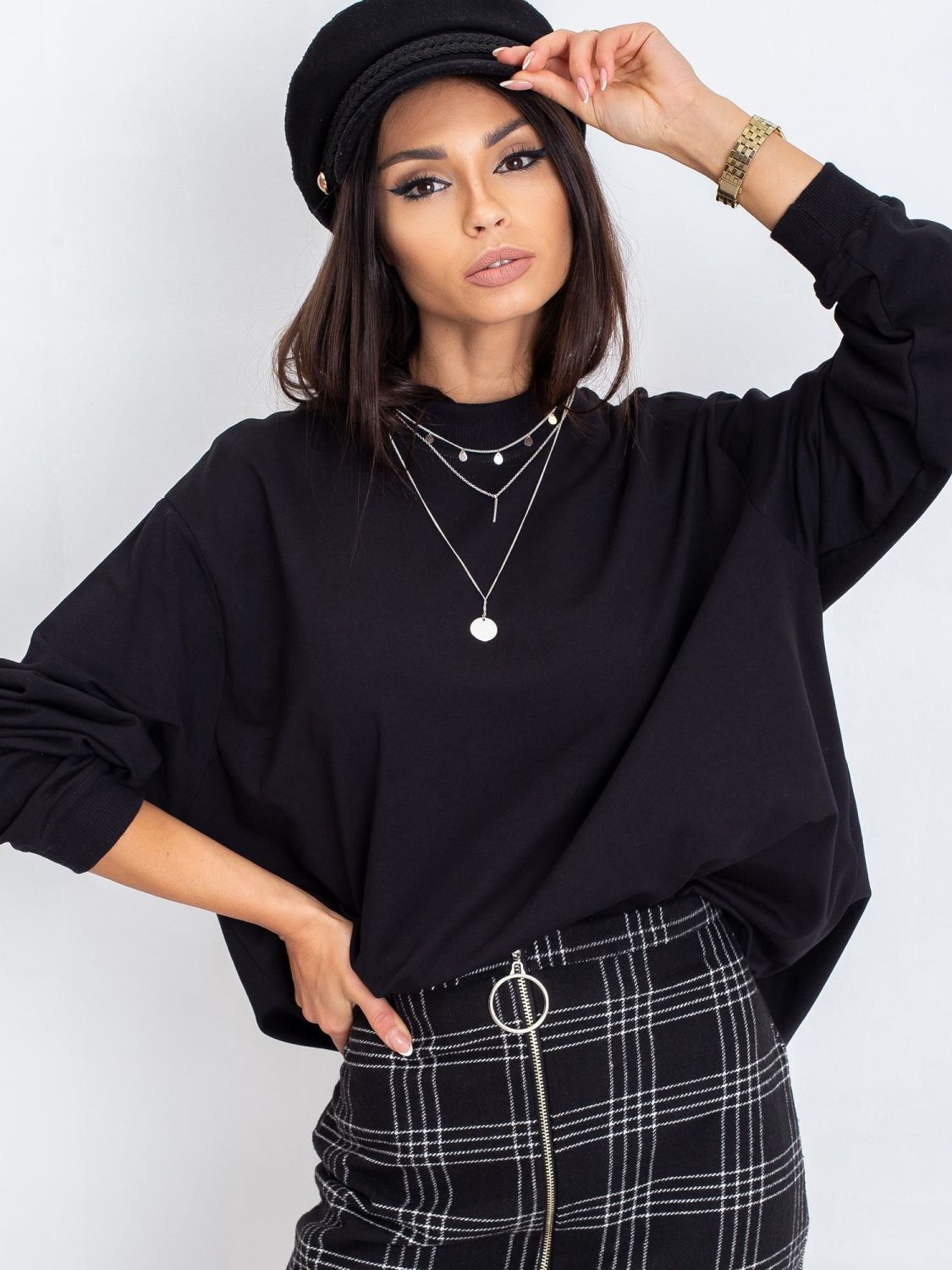 Černá bavlněná basic mikina