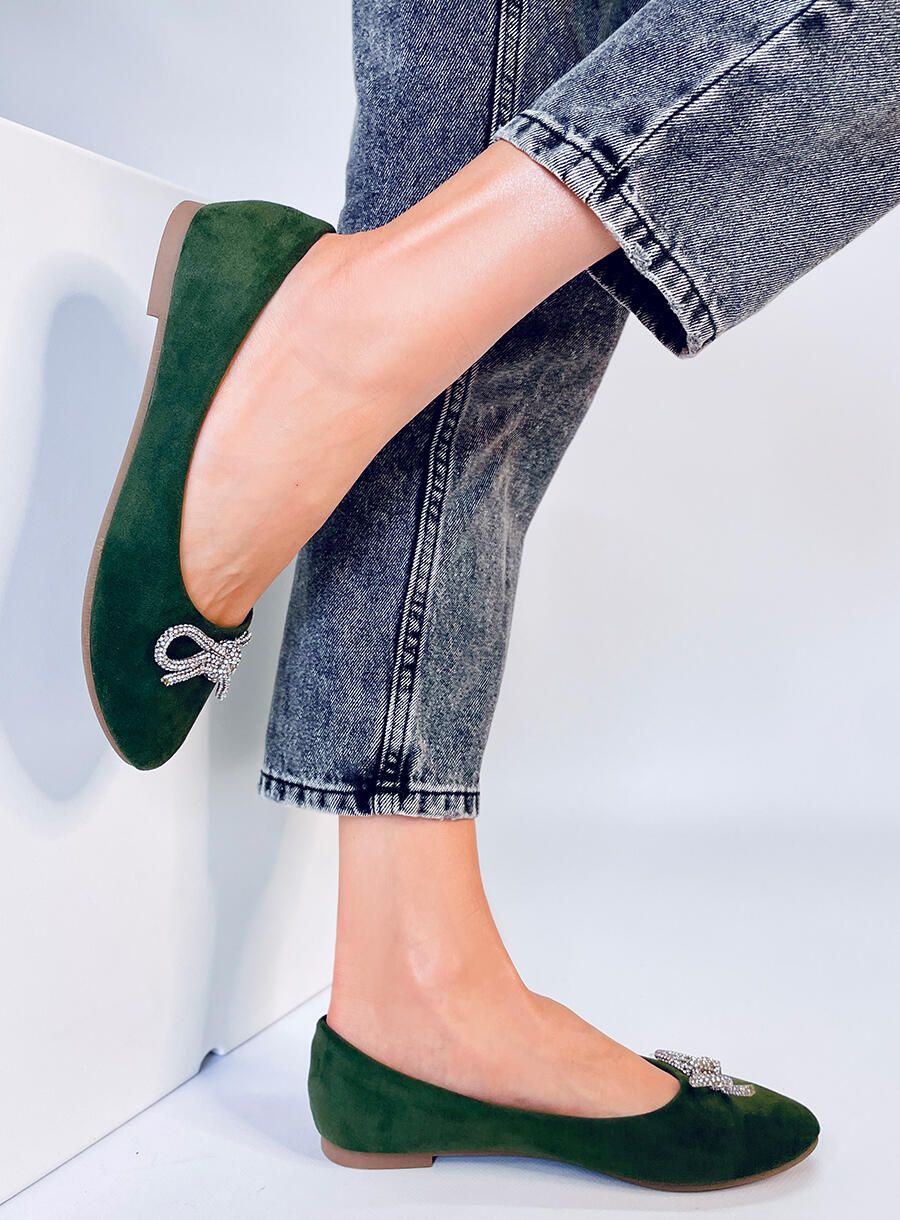 Sametové baleríny smaragdově zelené