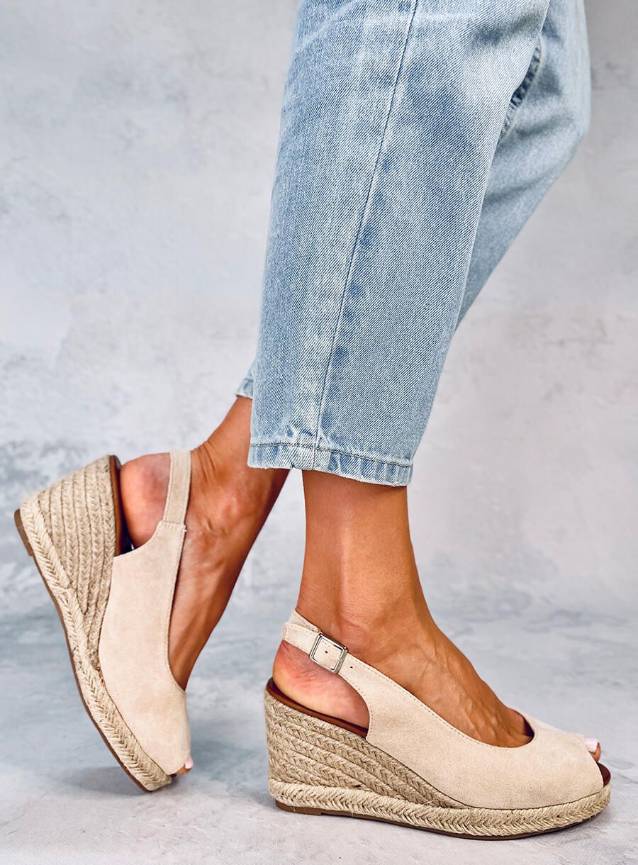 Espadrilky na platformě Open-Toe béžové