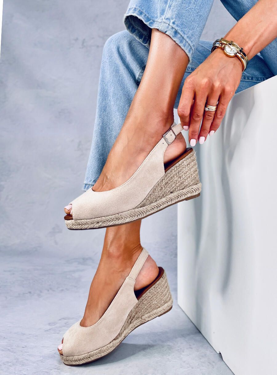 Espadrilky na platformě Open-Toe béžové