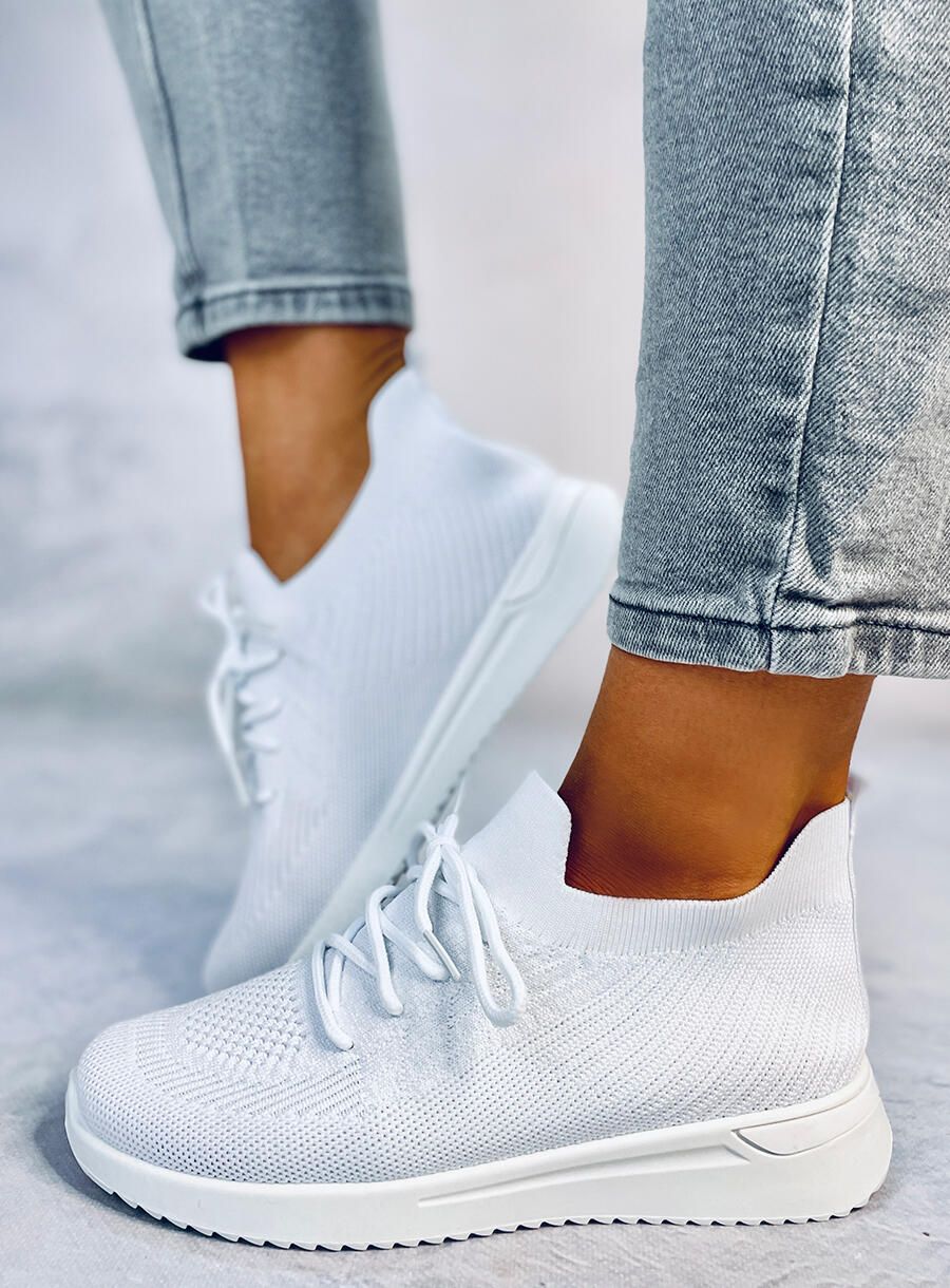 Bílé dámské tenisky z elastické látky
