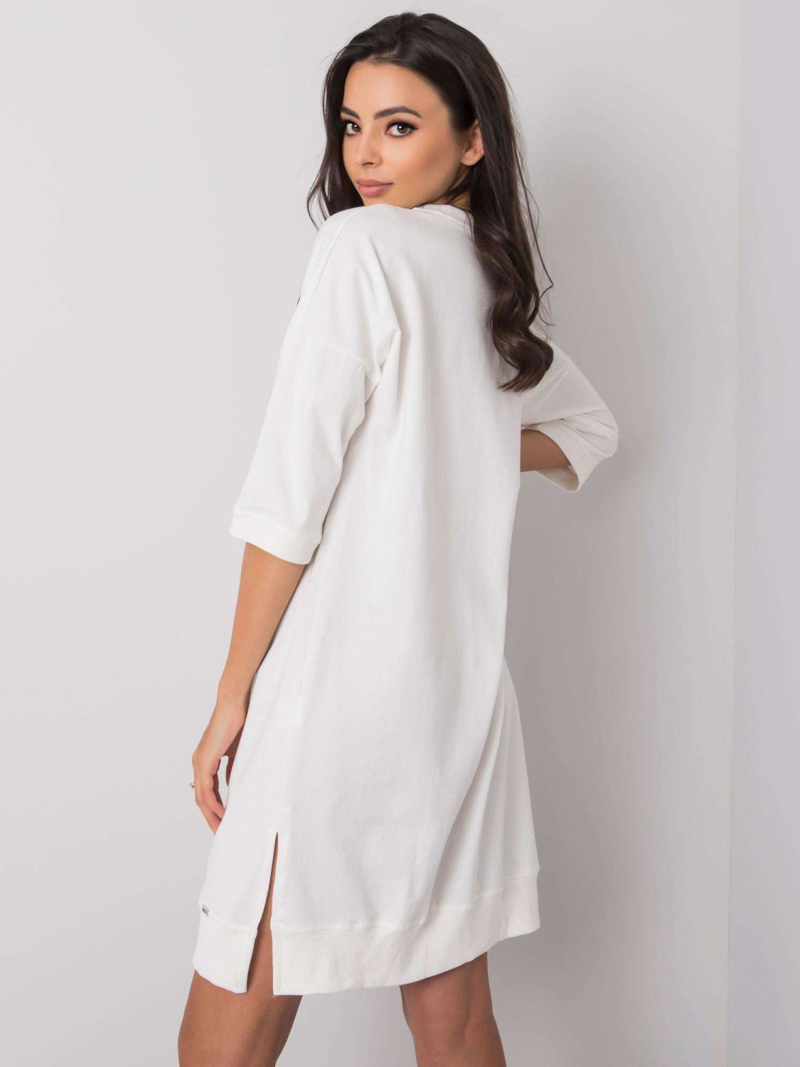 Ecru bavlněné šaty se zipem