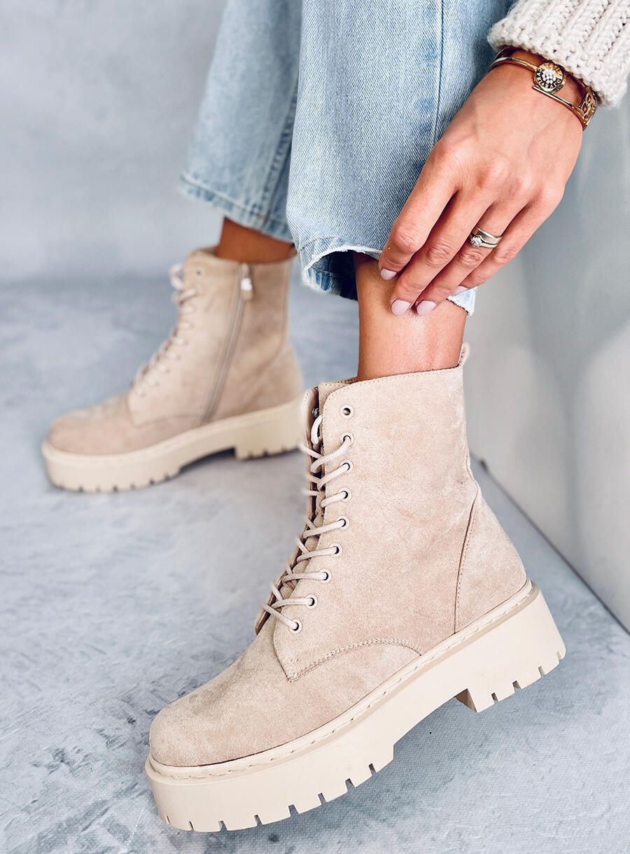 Dámské béžové šněrovací boty