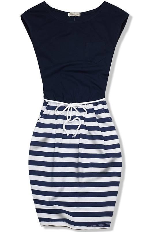 Tmavě modré šaty v námořnickém stylu