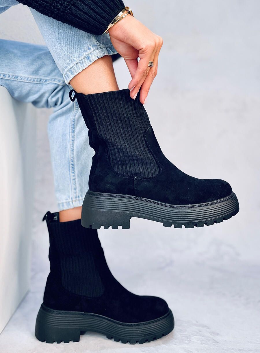 Černé kozačky s elastickou manžetou