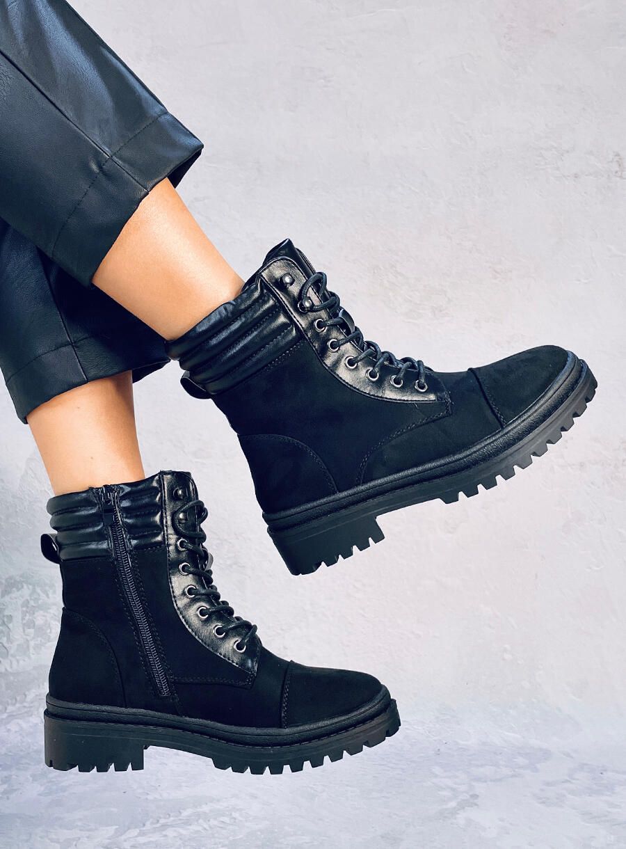 Černé dámské šněrovací boty