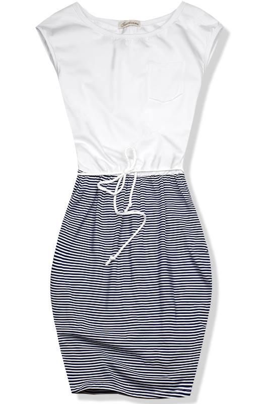 Bílo-modré šaty v námořnickém stylu