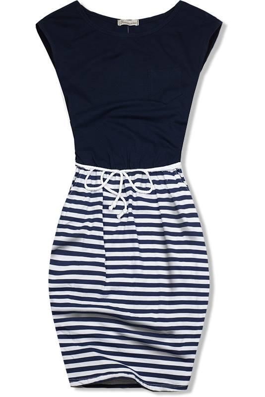 Tmavě modré šaty v námořnickém stylu