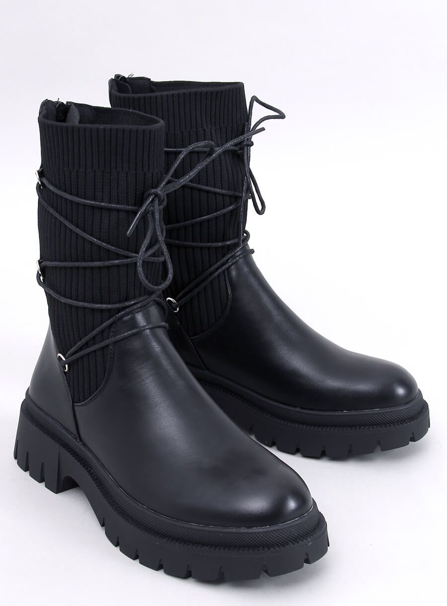 Dámské kozačky s elastickým svrškem černé