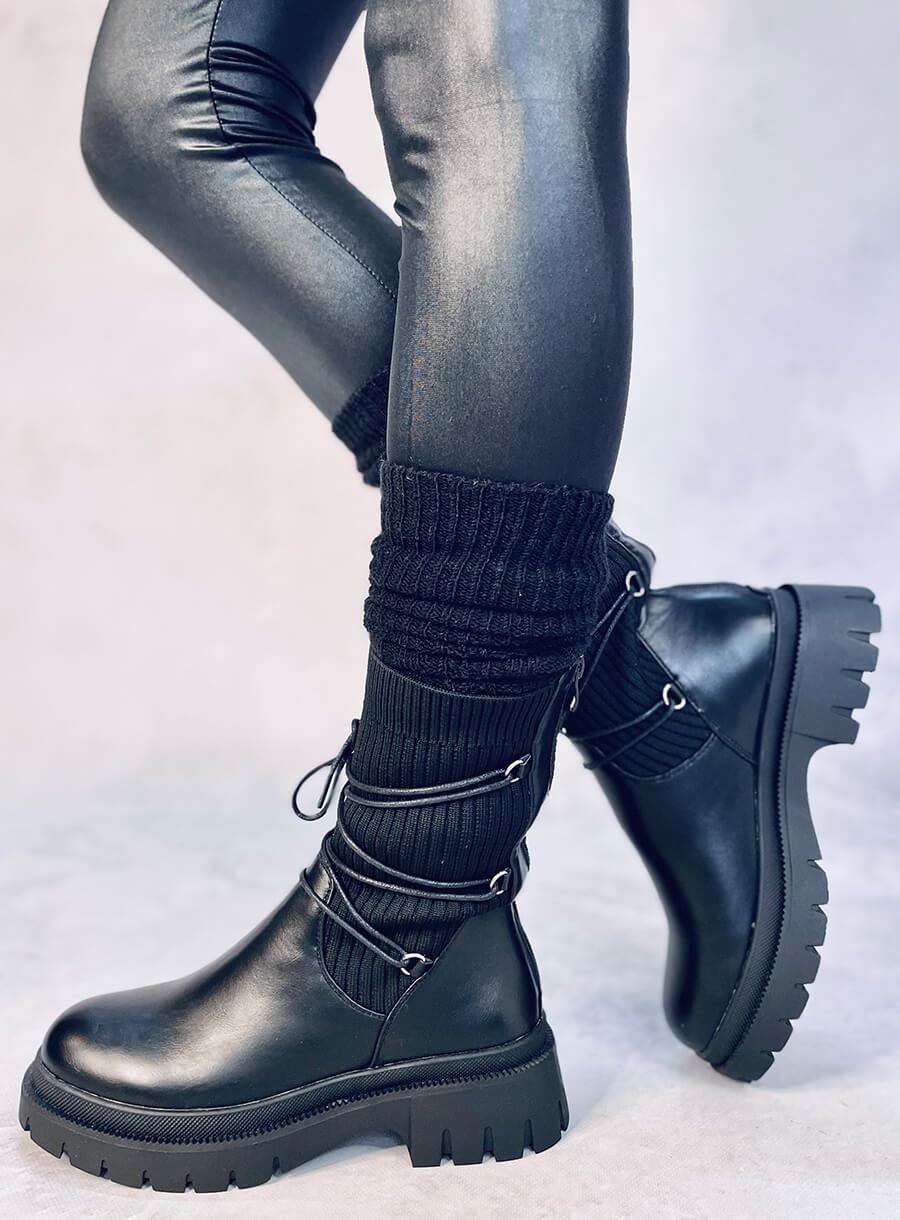 Dámské kozačky s elastickým svrškem černé