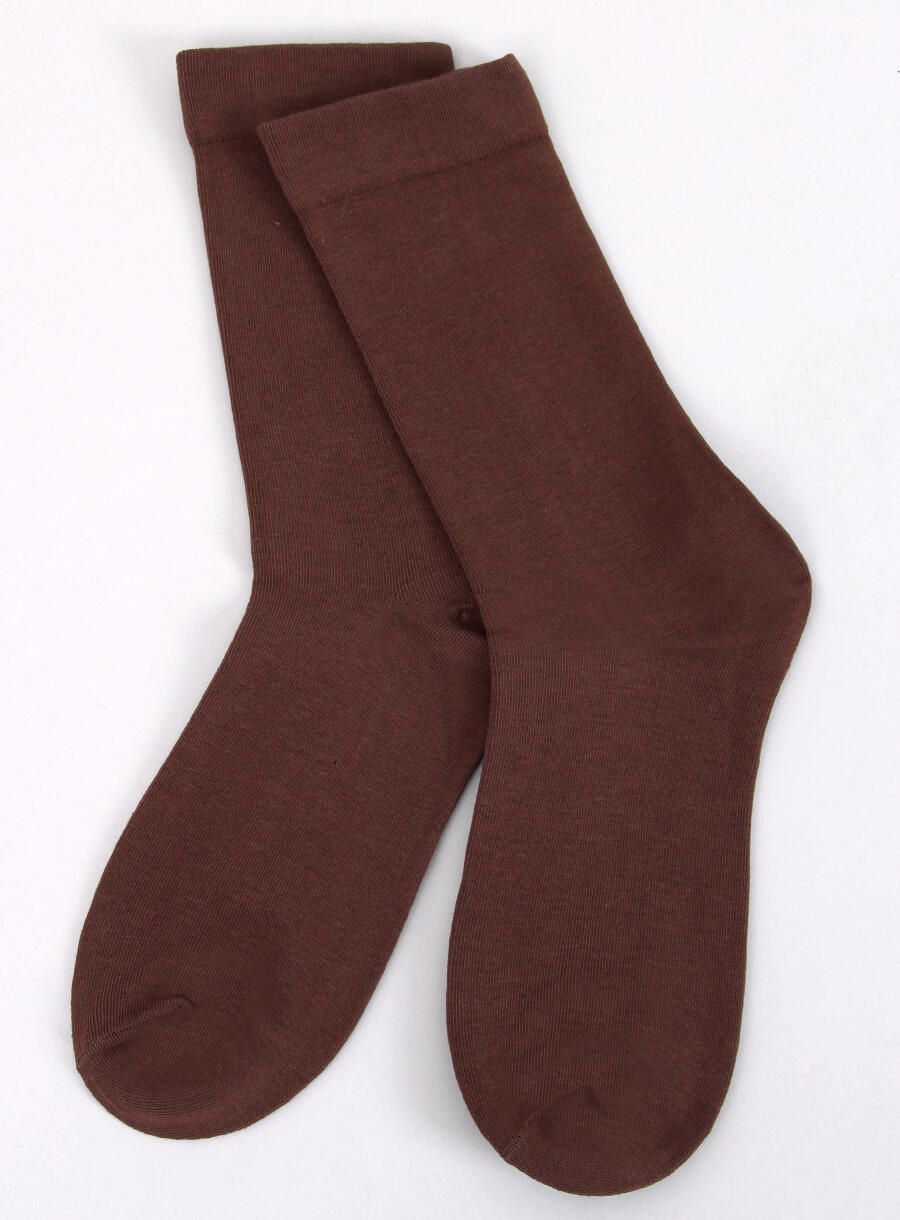 Hladké vysoké dámské ponožky čokoládově hnědé