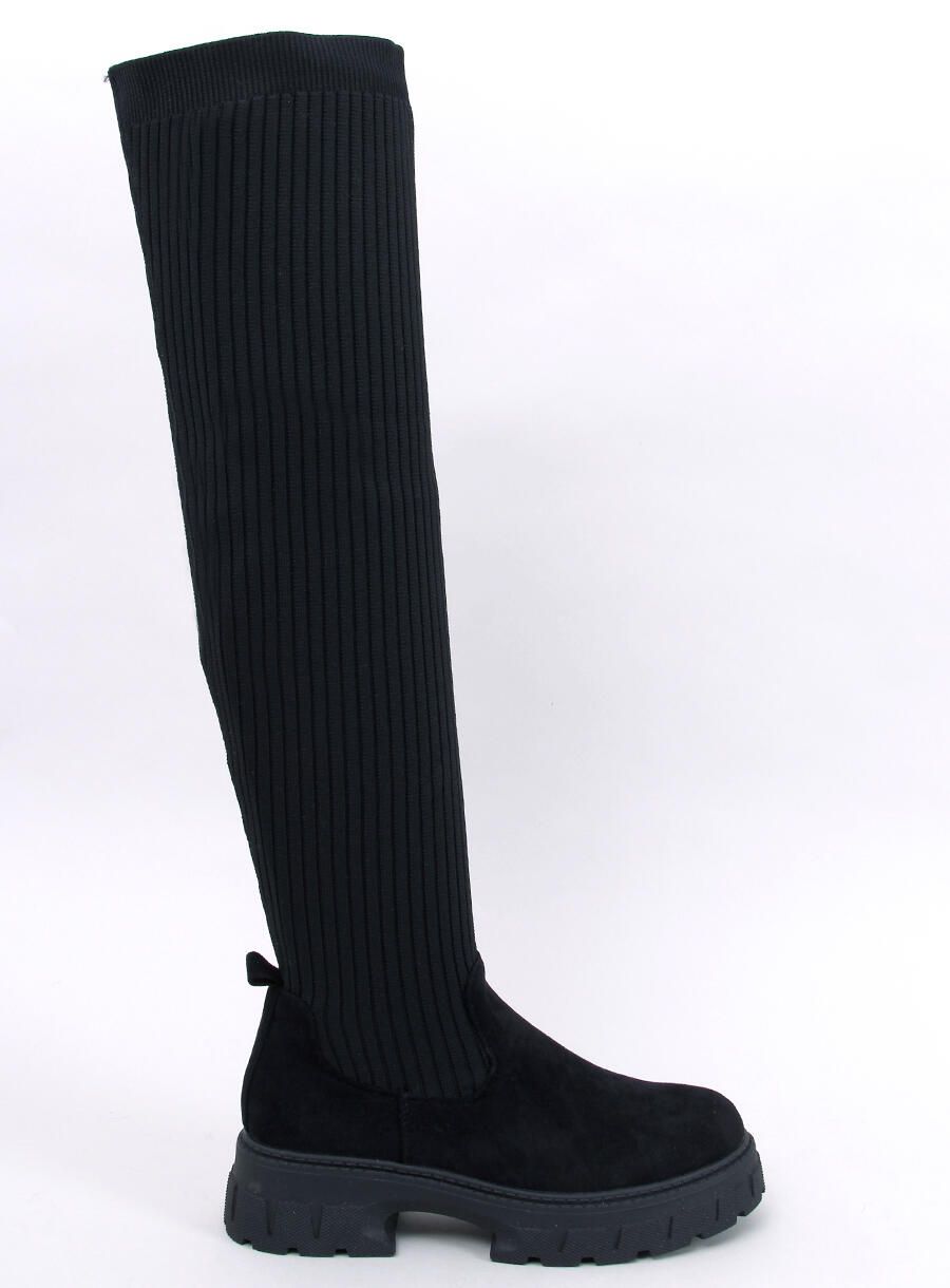 Černé vysoké kozačky s elastickým svrškem
