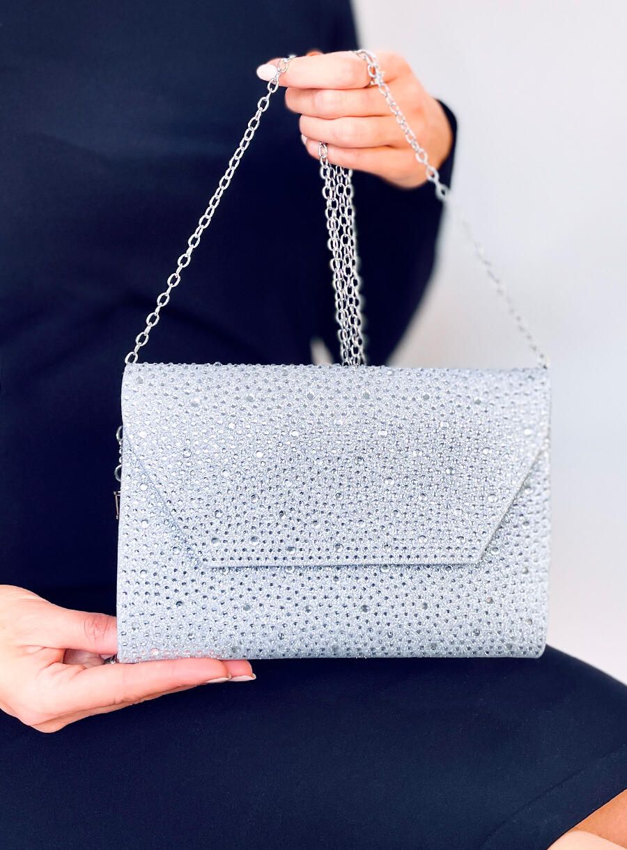 Dámská lesklá kabelka stříbrná