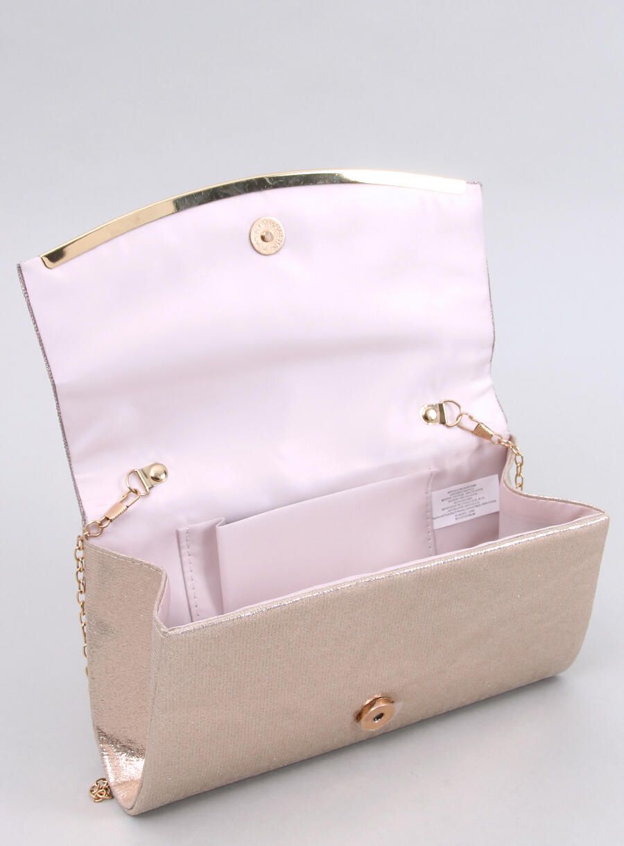 Elegantní kabelka zdobená zirkony šampaňská růžová