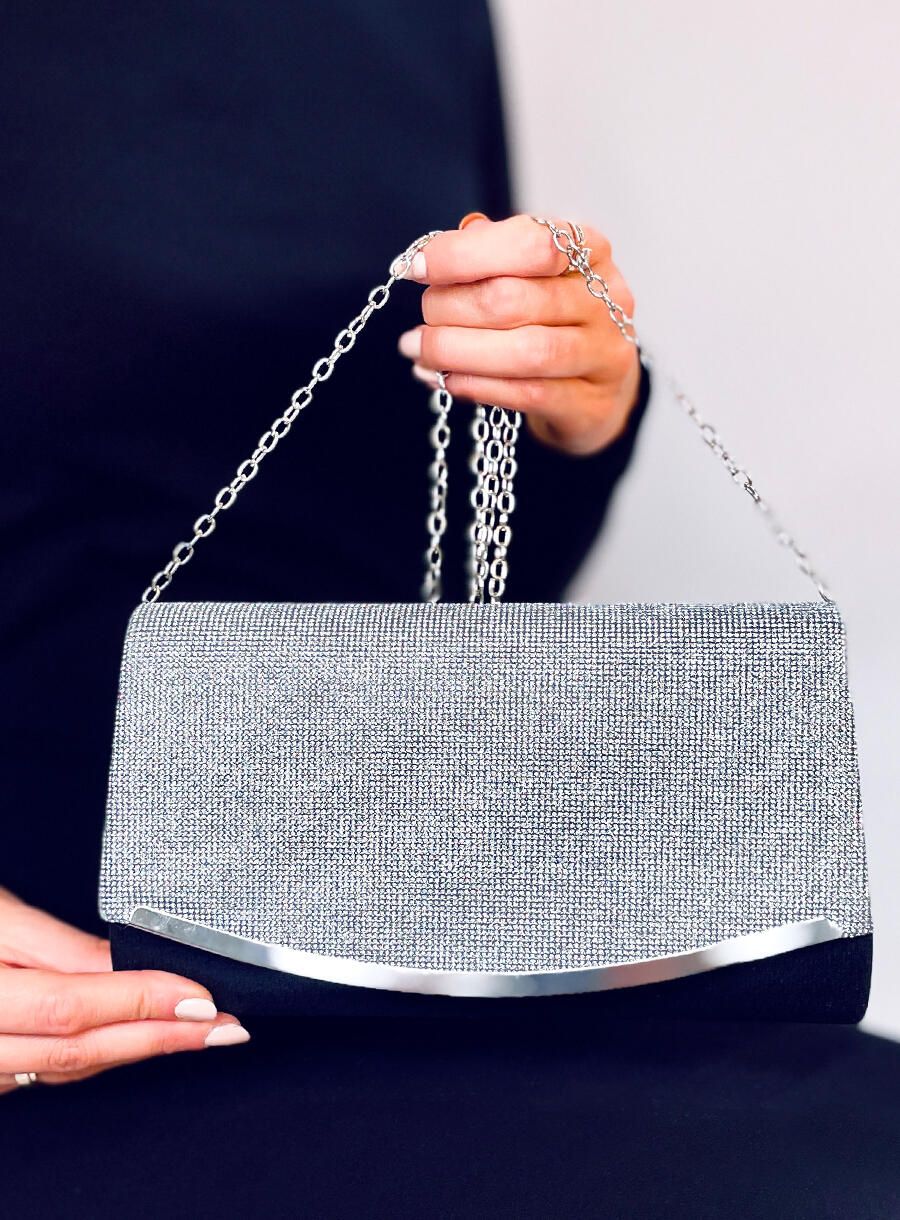 Elegantní kabelka zdobená zirkony černá