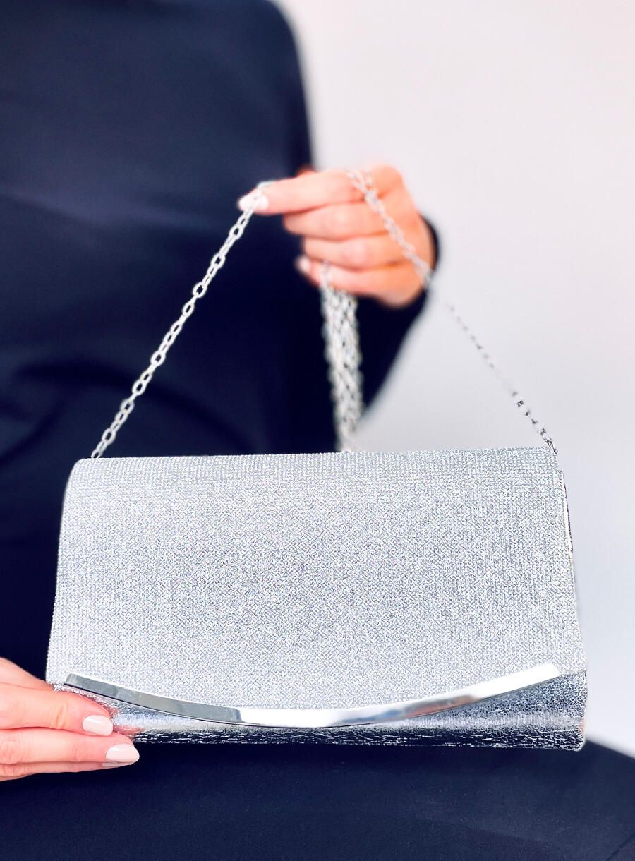 Elegantní kabelka zdobená zirkony stříbrná