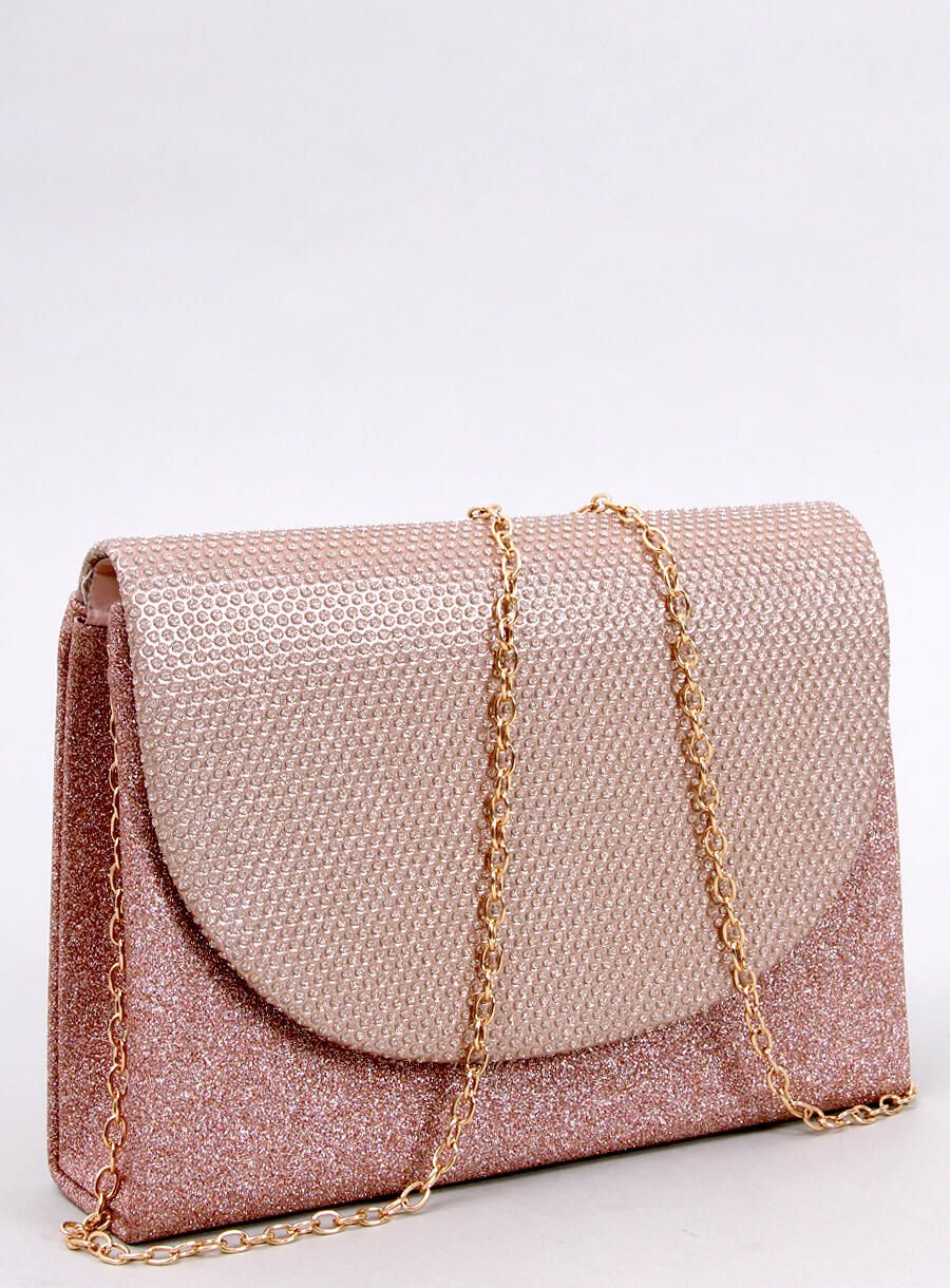 Lesklá formální kabelka šampaňská růžová