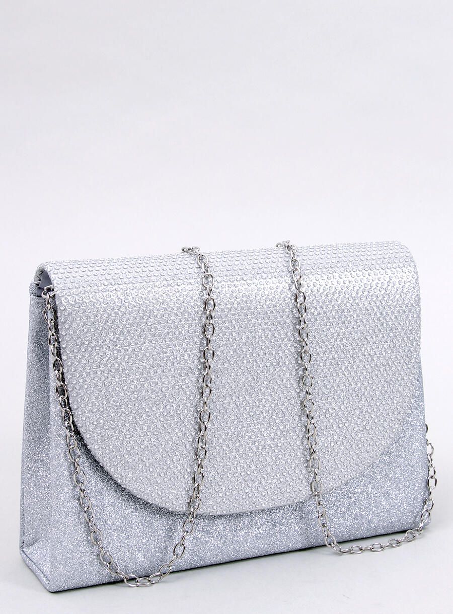 Lesklá formální kabelka stříbrná