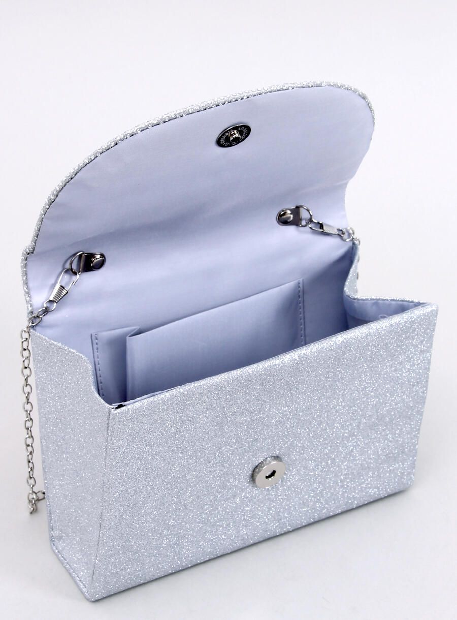 Lesklá formální kabelka stříbrná