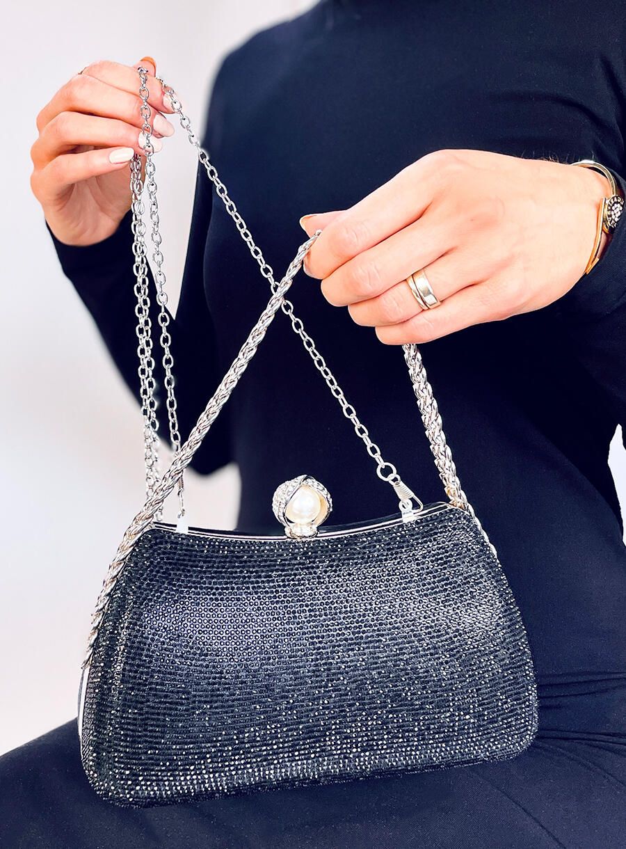 Společenská clutch kabelka černá