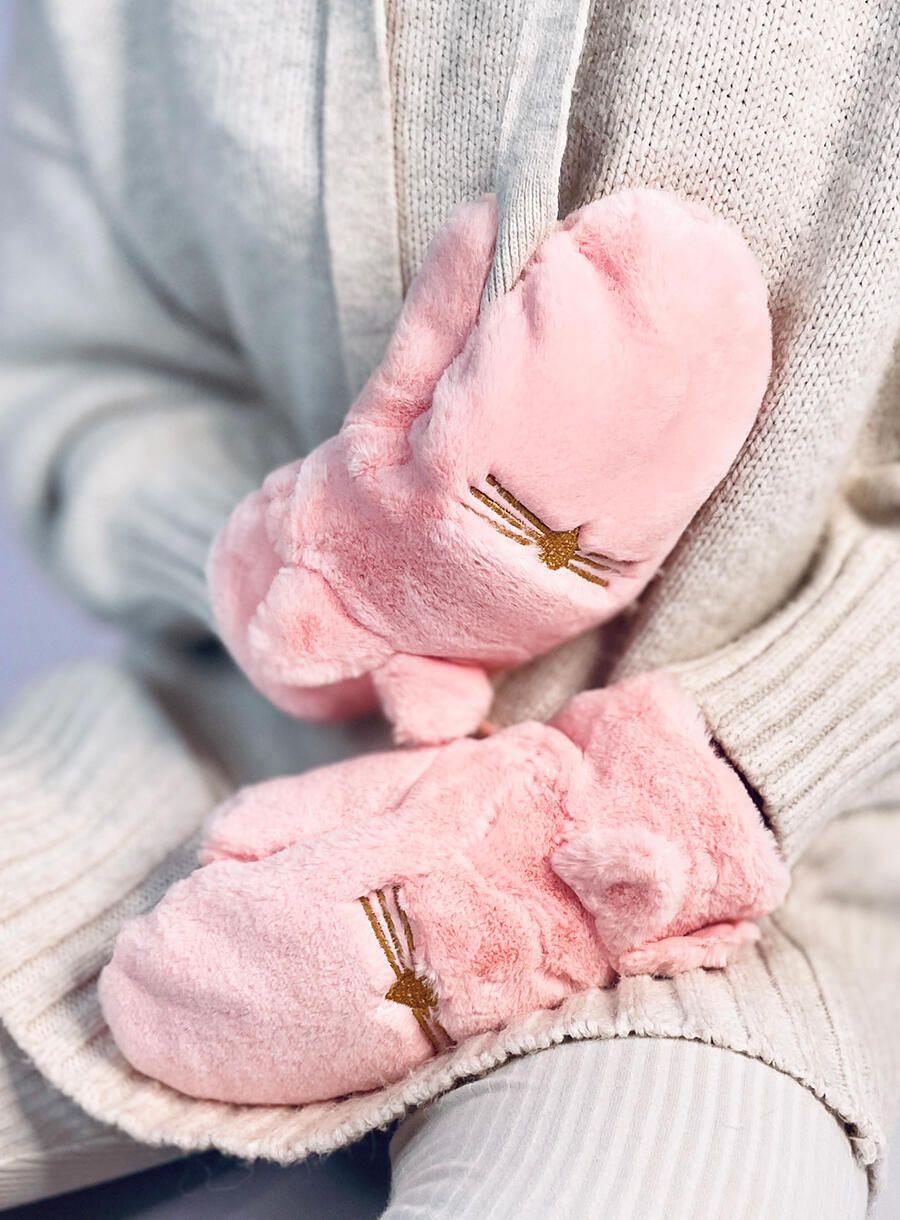 Plyšové palčáky světle růžové