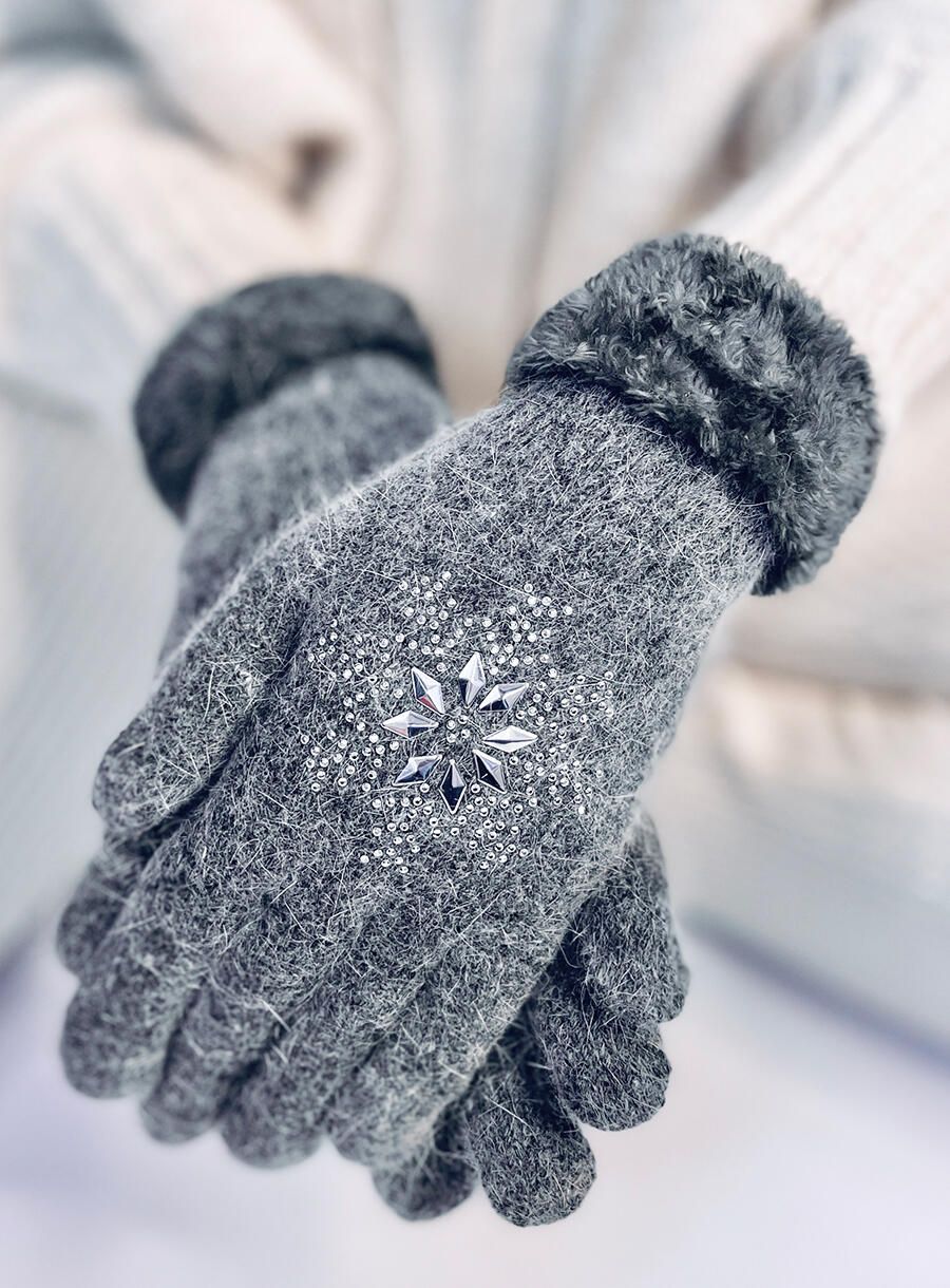 Tmavě šedé dámské rukavice SNOWFLAKE