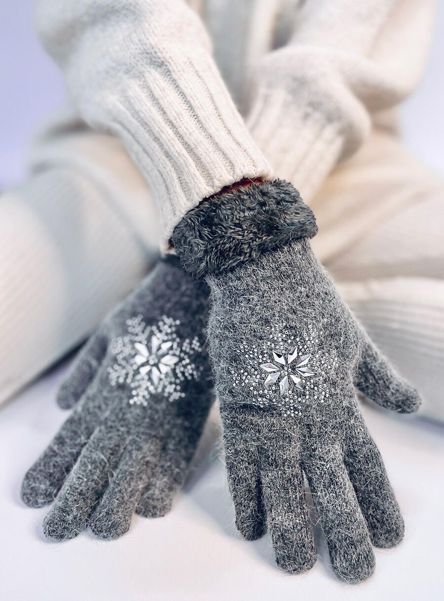 Tmavě šedé dámské rukavice SNOWFLAKE