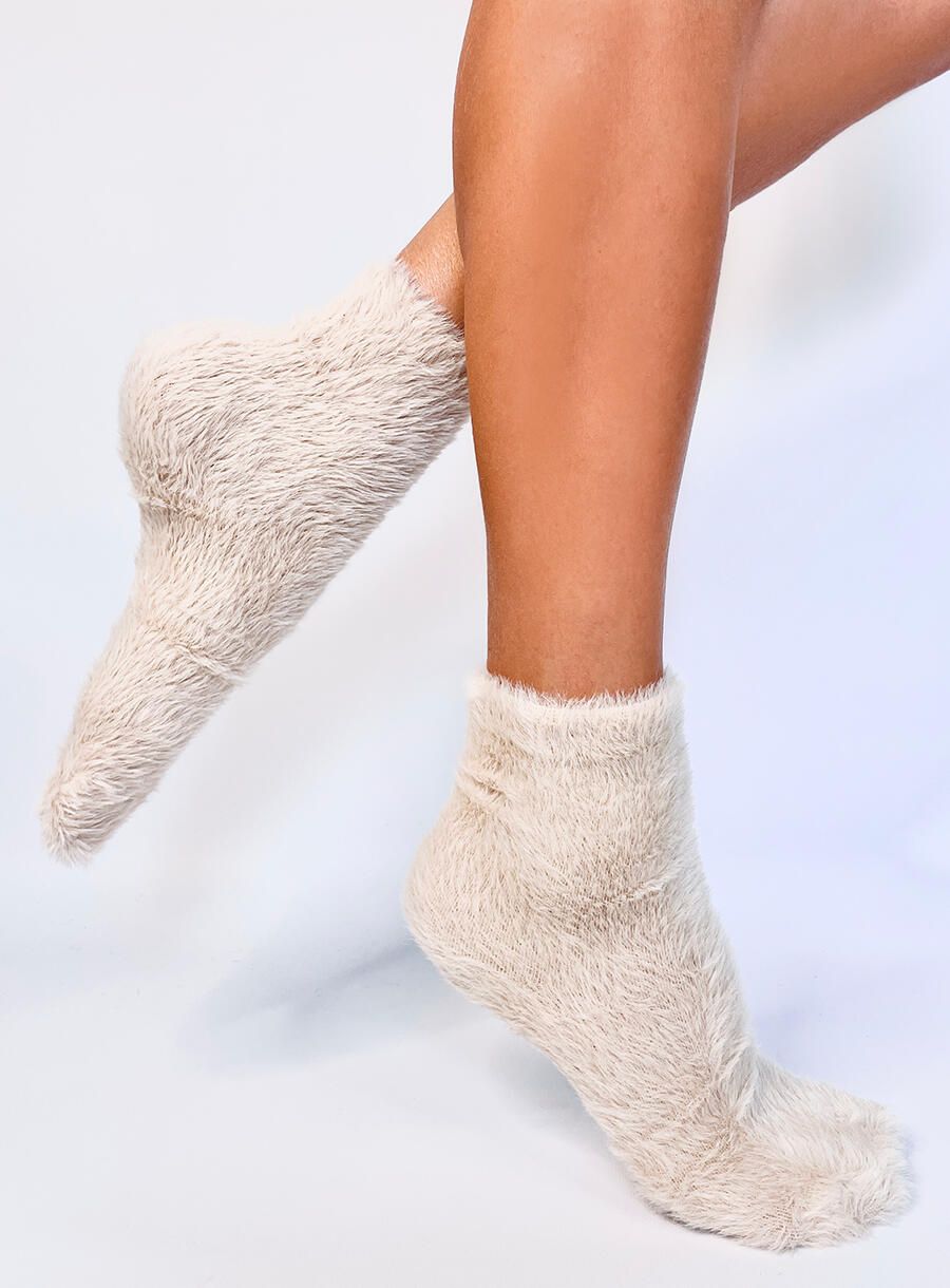 Béžové hřejivé ponožky na zimu