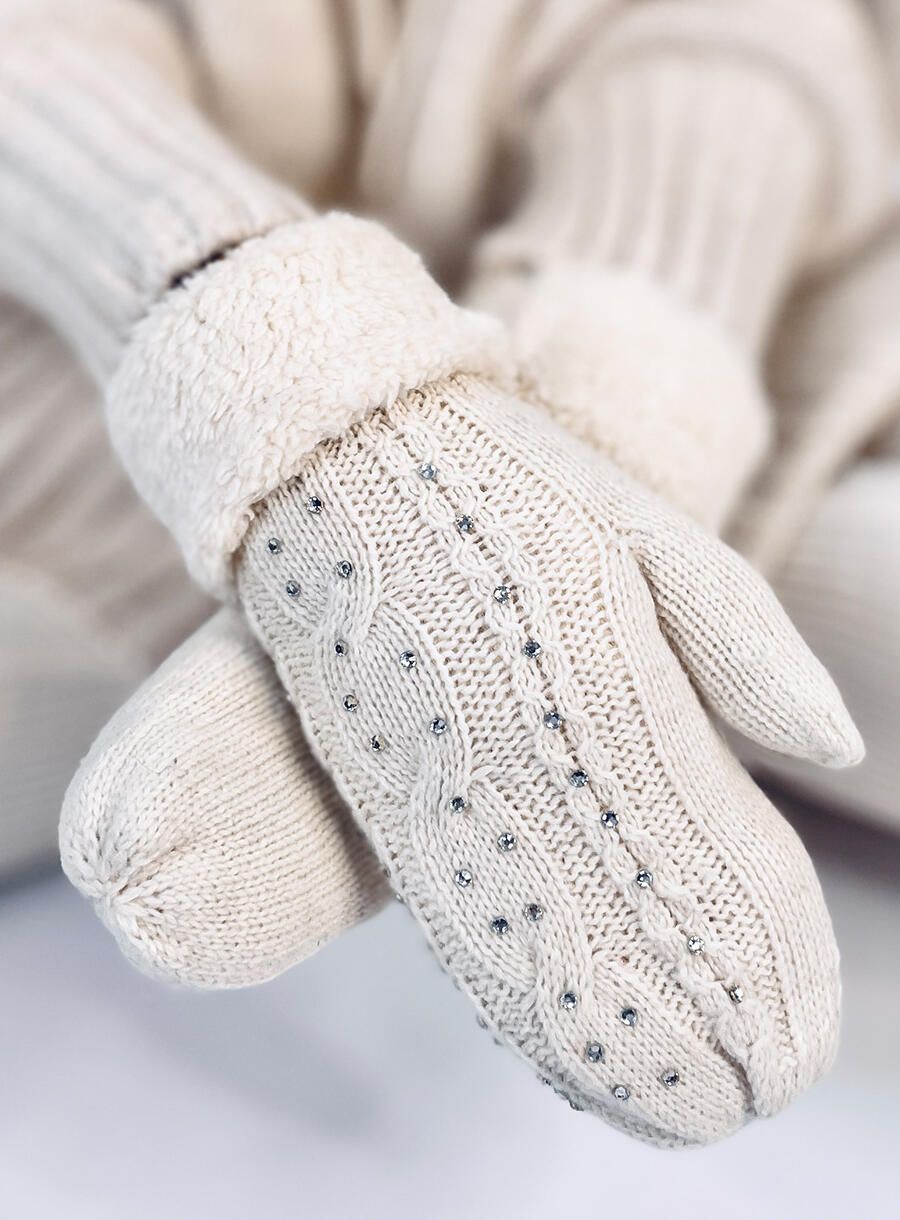 Zdobené dámské rukavice - palčáky ecru