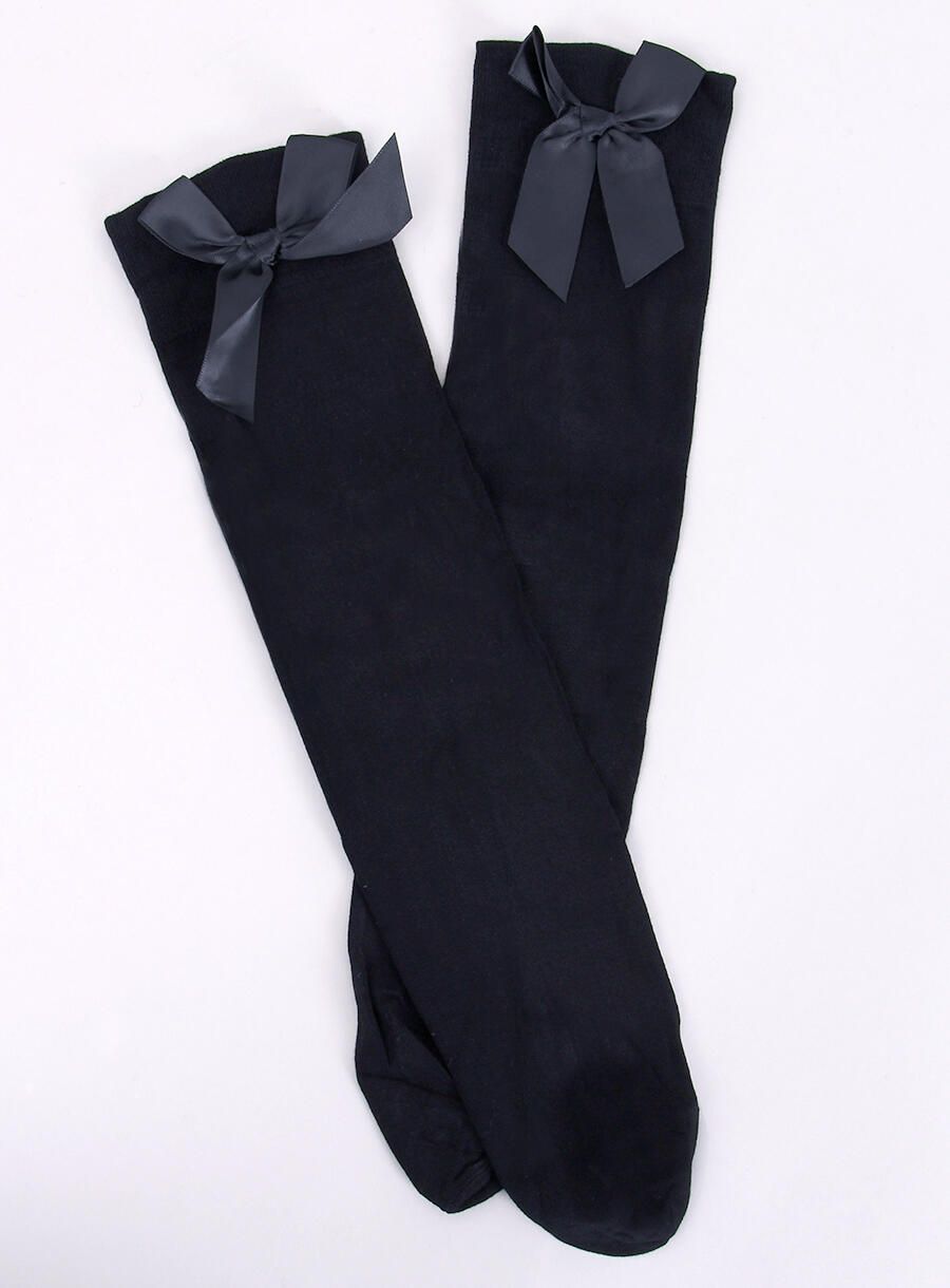 Černé dámské podkolenky s mašlemi