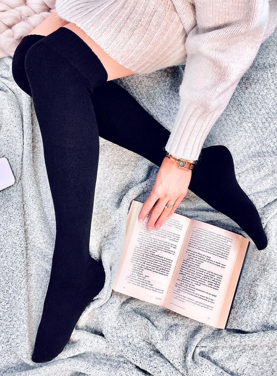 Černé vlněné nadkolenky