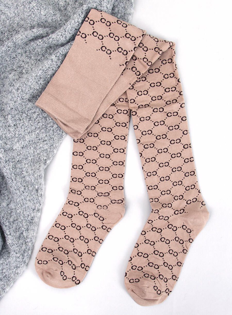 Dámské nadkolenky s potiskem béžová