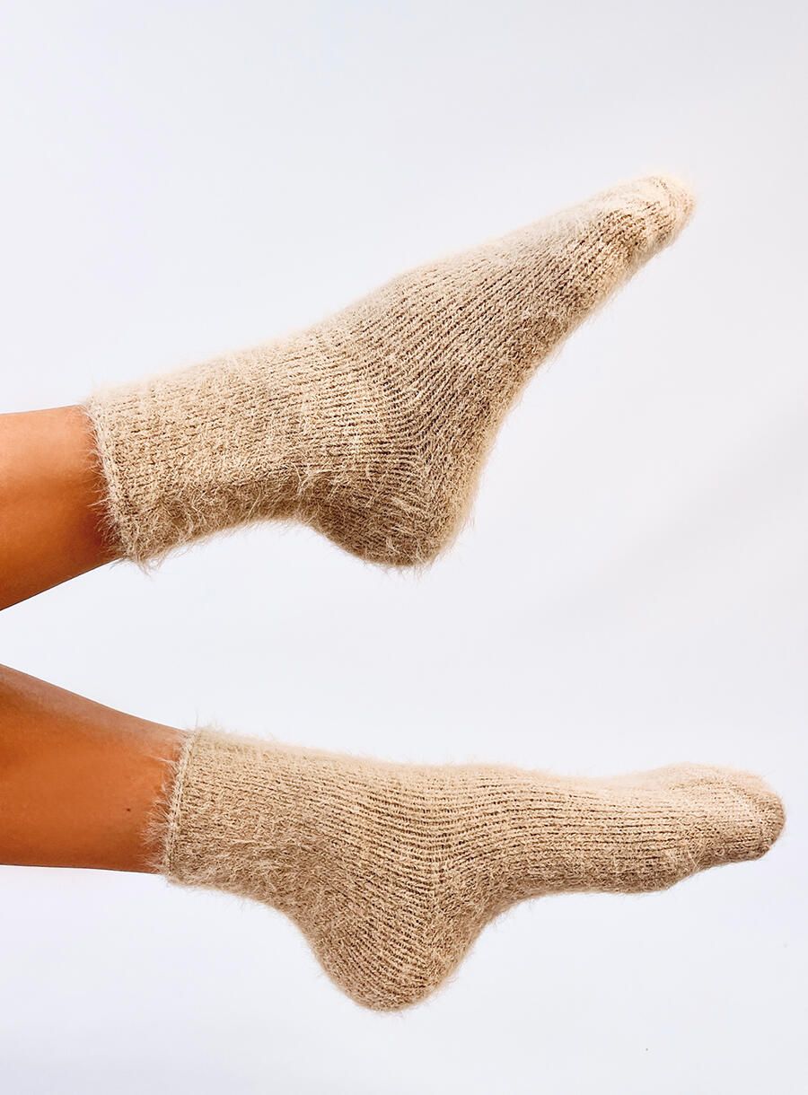 Dámské hřejivé ponožky béžová/bílá/růžová