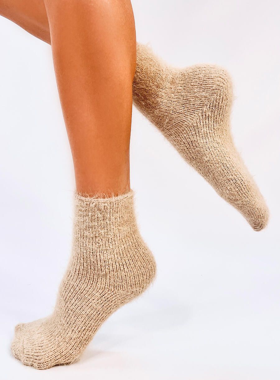 Dámské hřejivé ponožky béžová/bílá/růžová