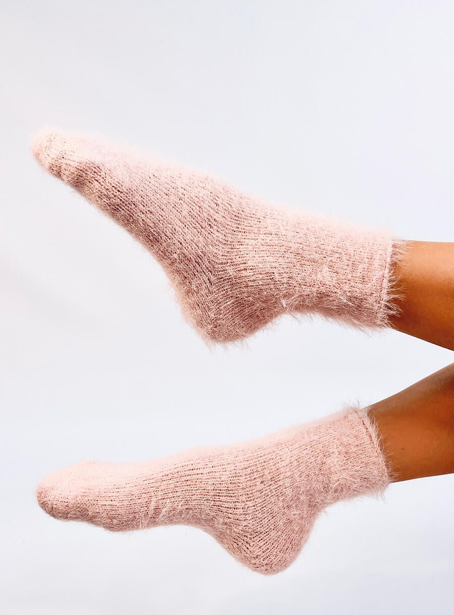 Dámské hřejivé ponožky béžová/bílá/růžová