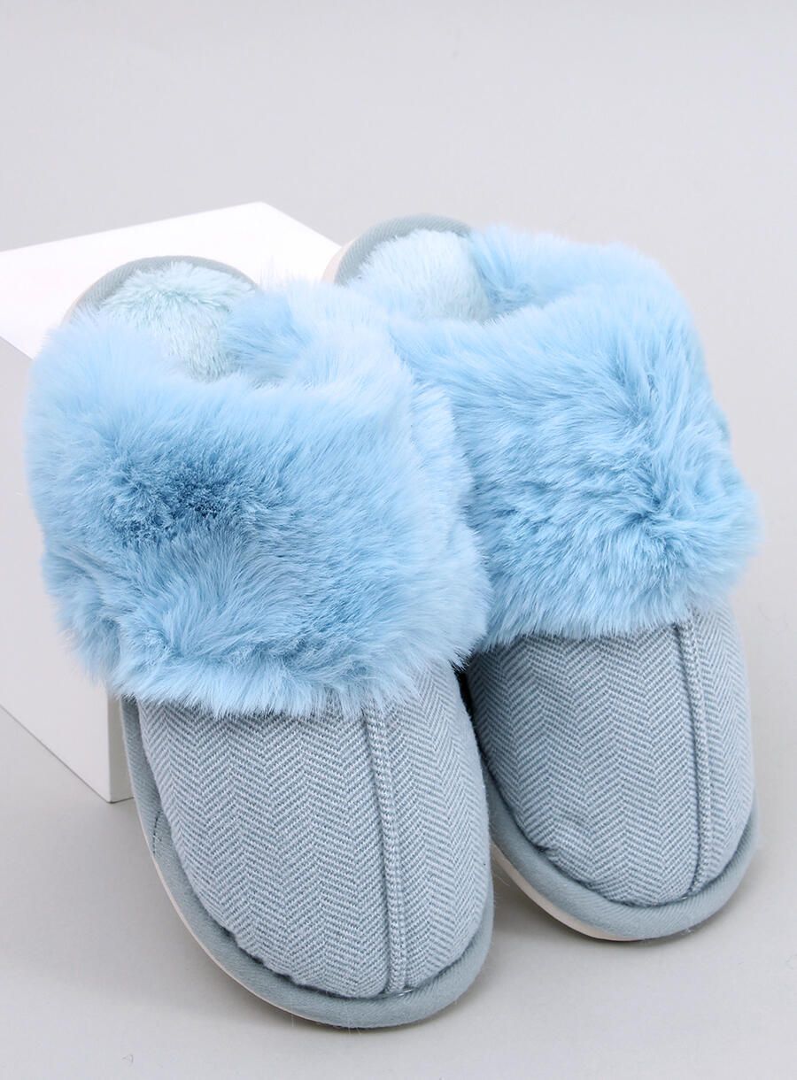 Papuče se vzorem herringbone světle modré