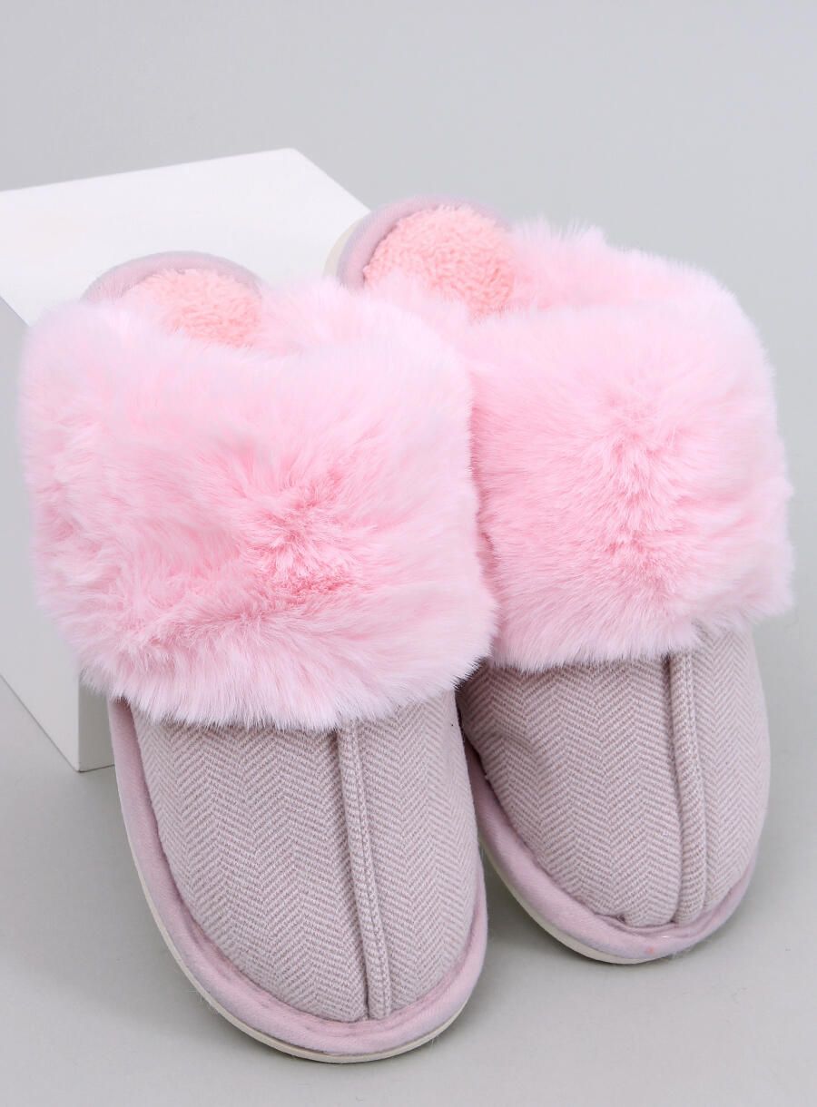 Papuče se vzorem herringbone světle růžové