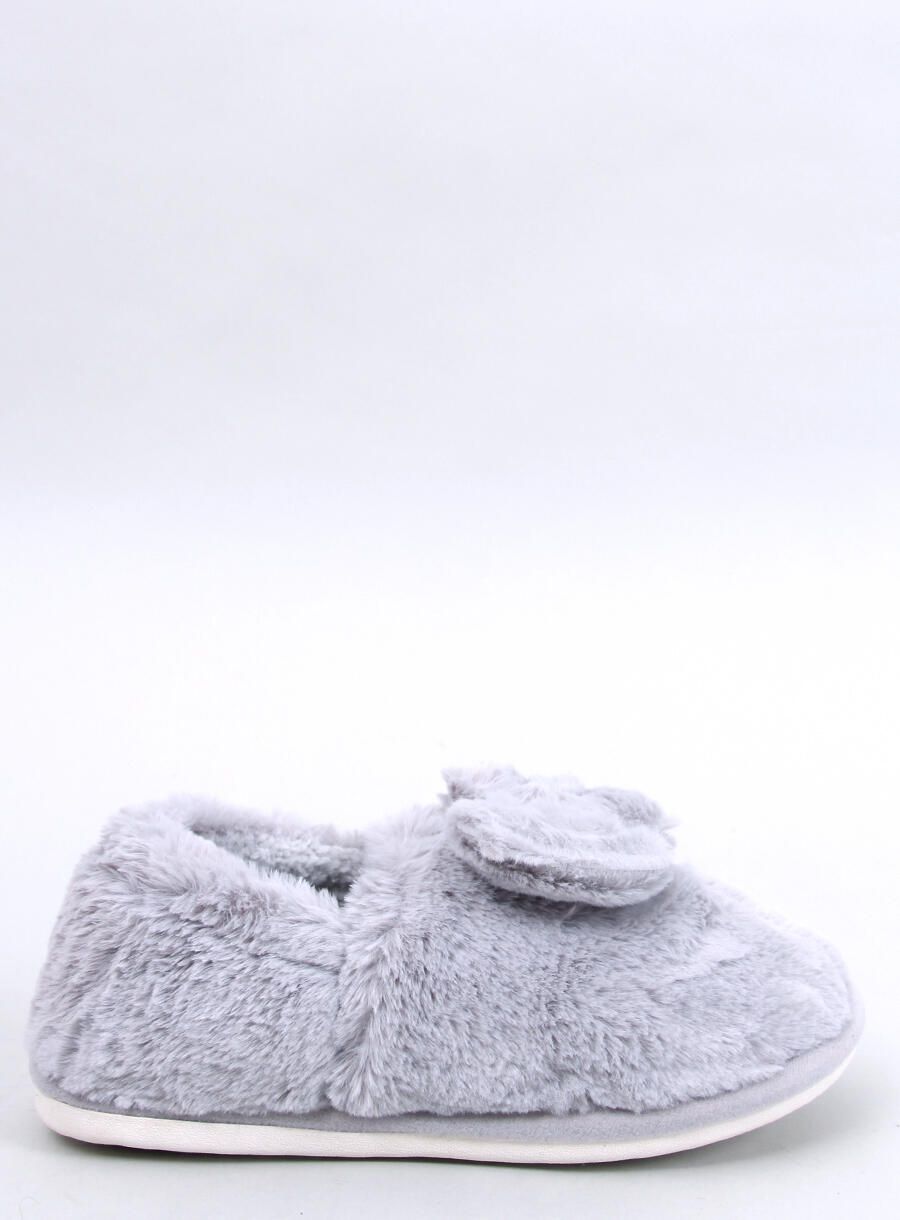 Šedé kožešinové papuče s mašlí