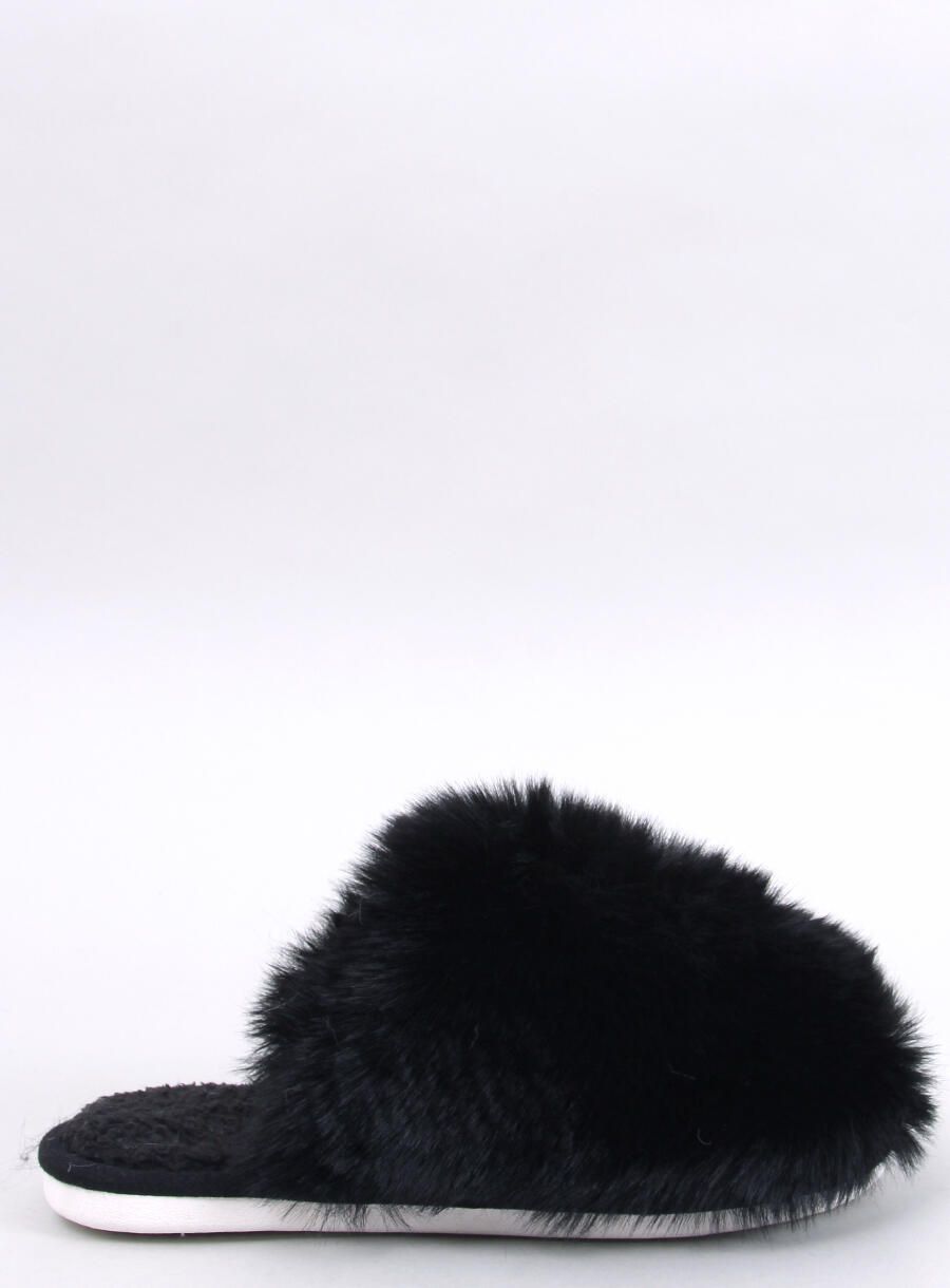 Papuče s umělou kožešinou černé