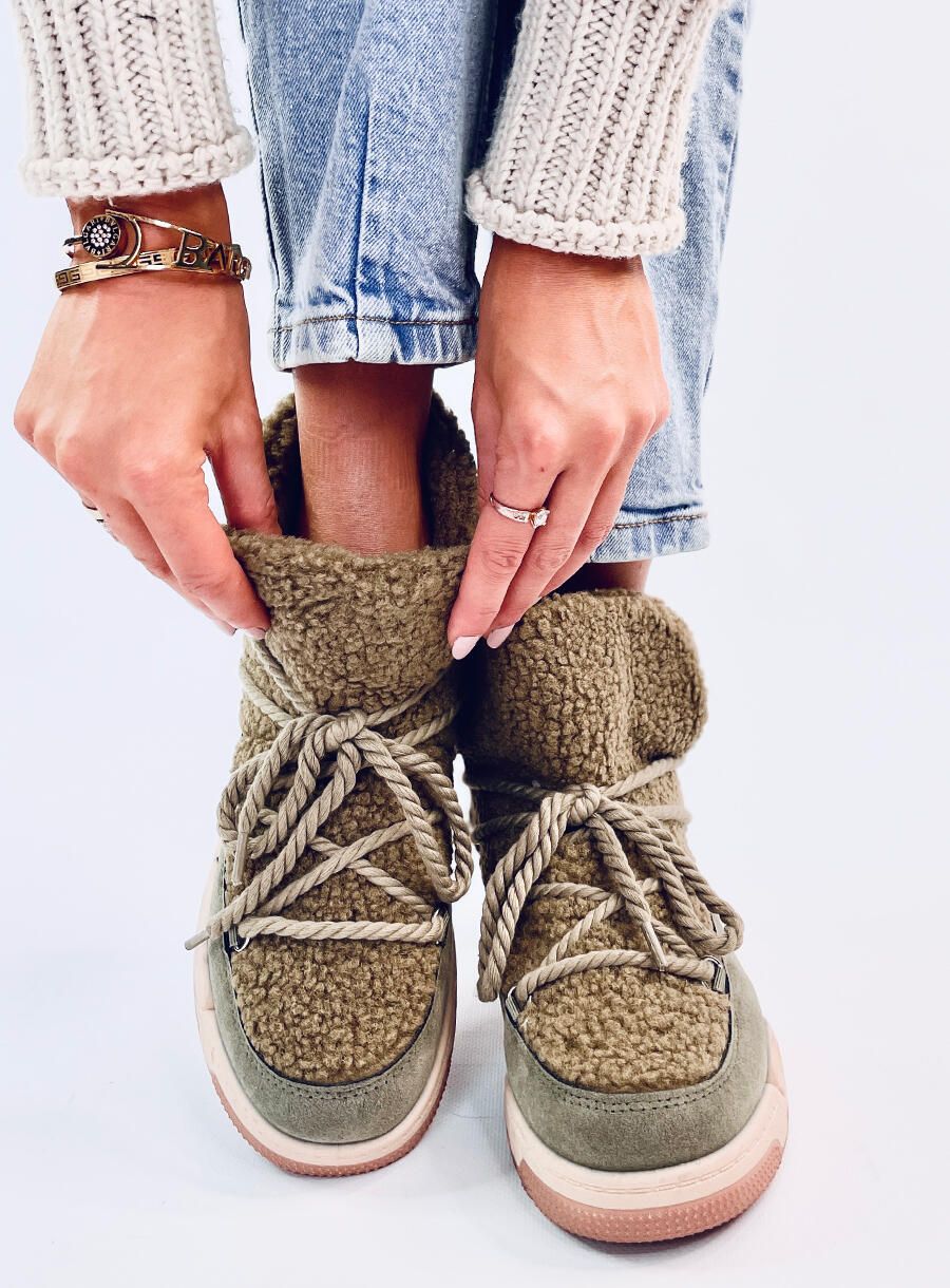 Sněhule ve stylu sneakers khaki